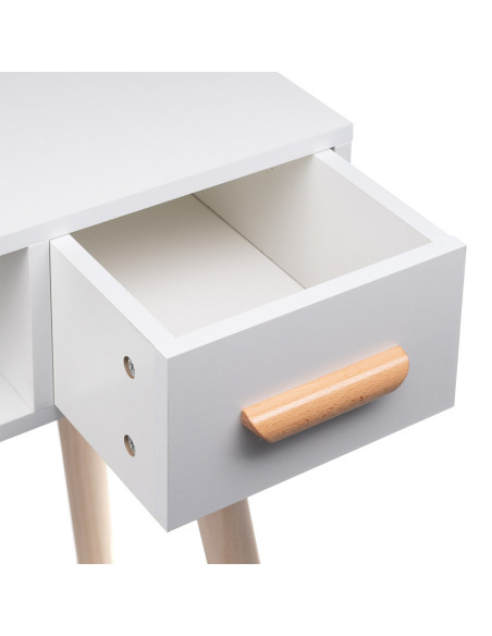 ALVA white dressing table mirror 2 drawers + stool