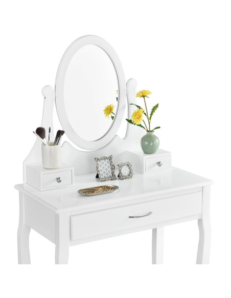 Salon Dressing Table Lena with Mirror & Stool White | Bella Furniture Ireland