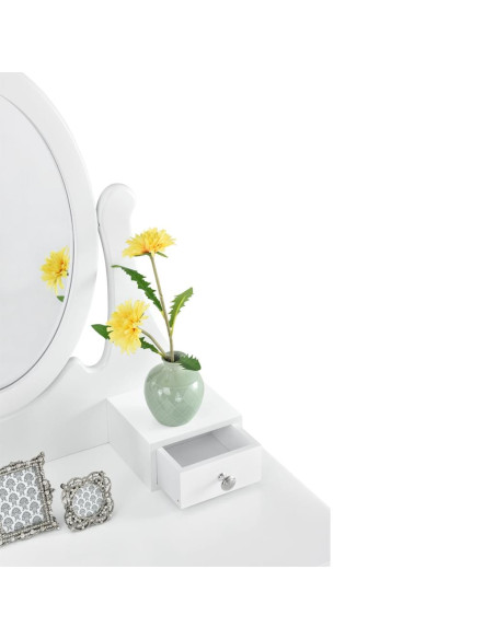 Salon Dressing Table Lena with Mirror & Stool White | Bella Furniture Ireland