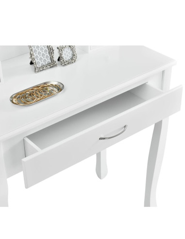 Salon Dressing Table Lena with Mirror & Stool White | Bella Furniture Ireland