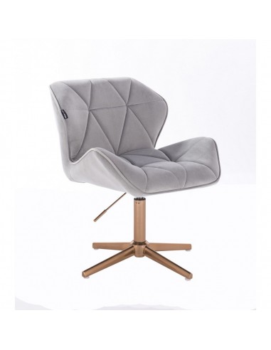 Copper Hroove Salon Chair - Light Grey Velour BFHR111CROSS