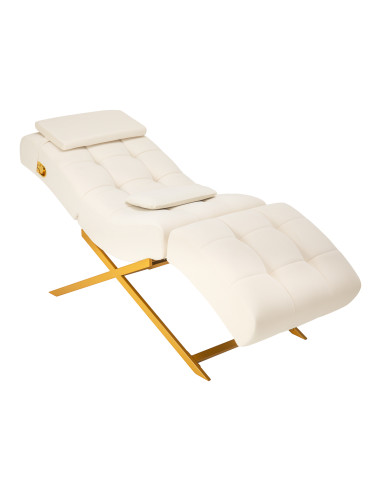 Sillon Umbra white eyelash treatment chair with gold base