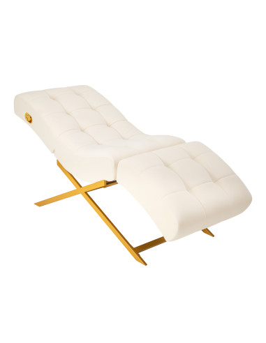 Sillon Umbra white eyelash treatment chair with gold base