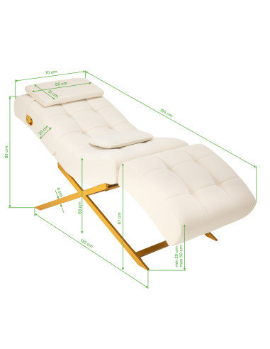 Sillon Umbra white eyelash treatment chair with gold base