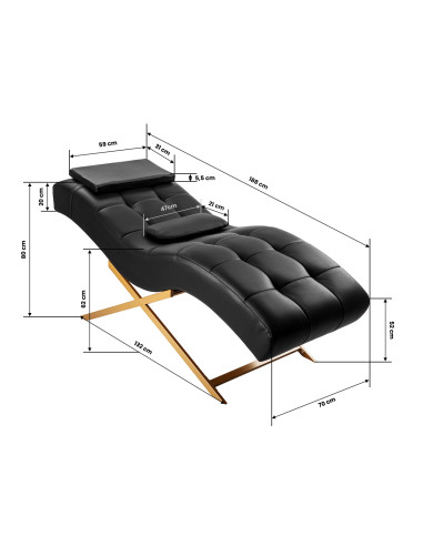 Sillon Alba black eyelash treatment chair with gold base