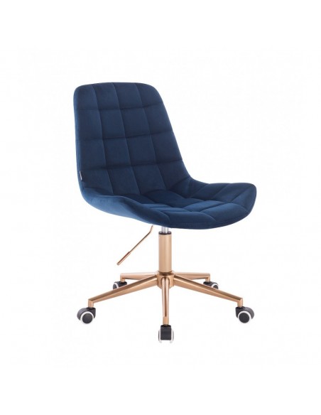 Copper Hroove Salon Chair On Wheels - Blue Velour BFHR590K