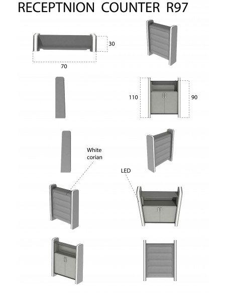 Salon Reception Desk - R97 Standard LED