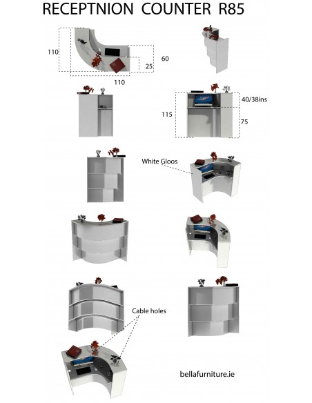 Salon Reception Desk - R85 Standard LED