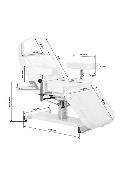 Cosmetic hydraulic chair Sillon A 210DH with cradle white