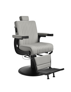 Gabbiano Levi barber chair with black frame gray with stitching at the back