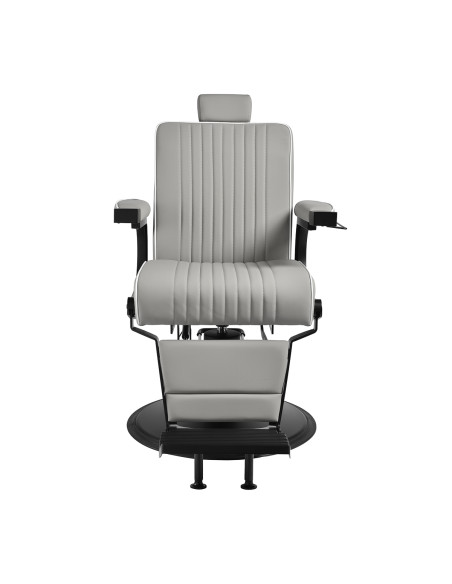 Gabbiano Levi barber chair with black frame gray with stitching at the back
