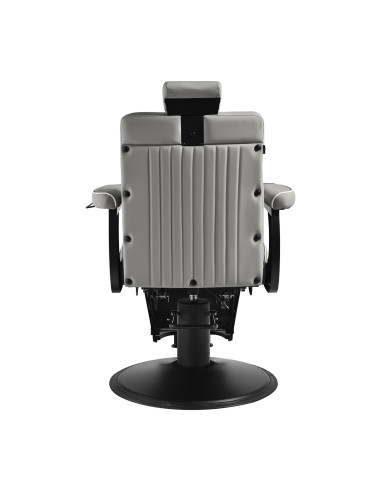 Gabbiano Levi barber chair with black frame gray with stitching at the back