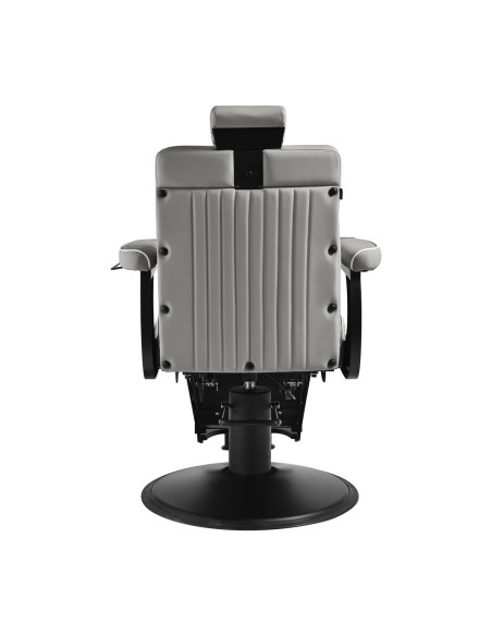 Gabbiano Levi barber chair with black frame gray with stitching at the back