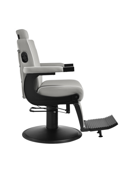 Gabbiano Levi barber chair with black frame gray with stitching at the back