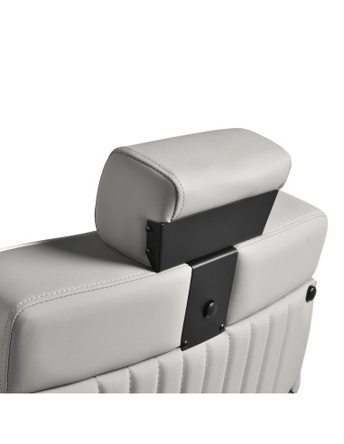 Gabbiano Levi barber chair with black frame gray with stitching at the back