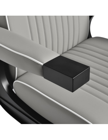 Gabbiano Levi barber chair with black frame gray with stitching at the back