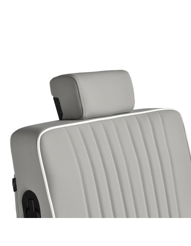 Gabbiano Levi barber chair with black frame gray with stitching at the back