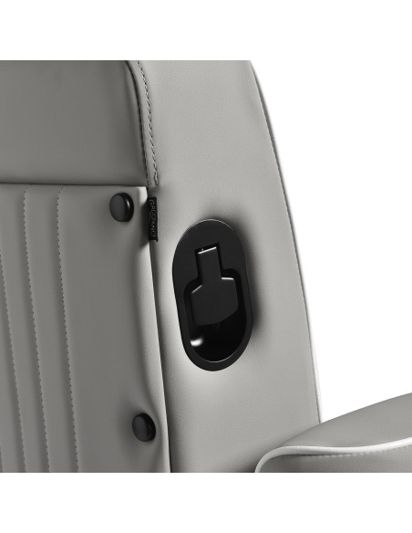 Gabbiano Levi barber chair with black frame gray with stitching at the back