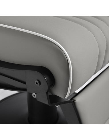 Gabbiano Levi barber chair with black frame gray with stitching at the back