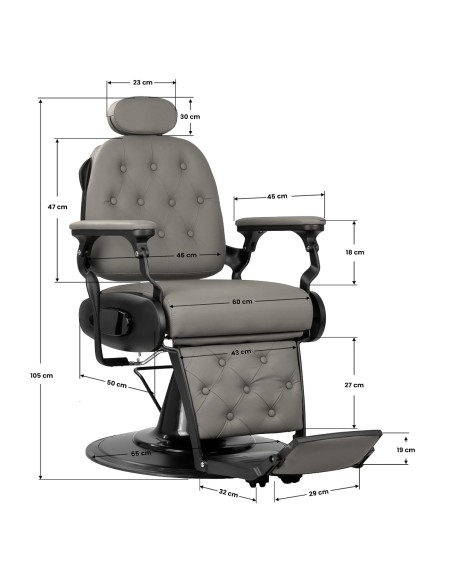 Barber chair Gabbiano Francesco grey with a black base