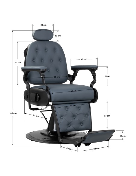 Barber chair Gabbiano Francesco graphite with brushed frame second class