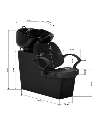 Salon washbasin unit Hair System Borneo black