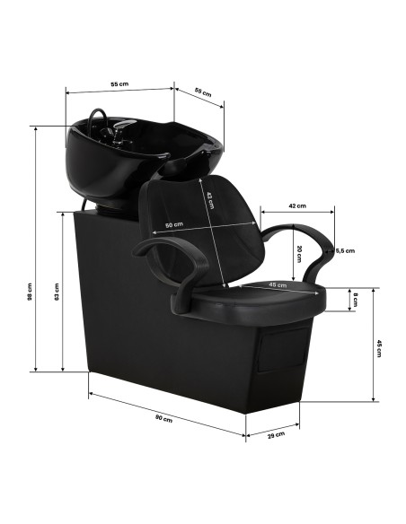 Salon washbasin unit Hair System Borneo black