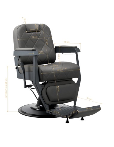 Gabbiano barber chair Bruno graphite with a grey base