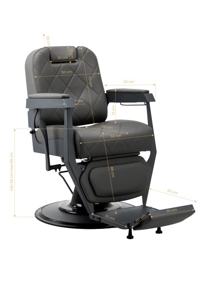Gabbiano barber chair Bruno graphite with a grey base