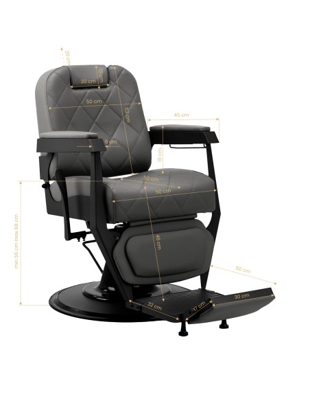 Gabbiano barber chair Bruno graphite with a black base