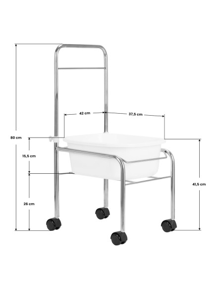 Pedicure tray on wheels, chrome