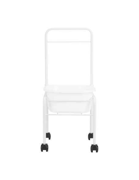White pedicure tray on wheels