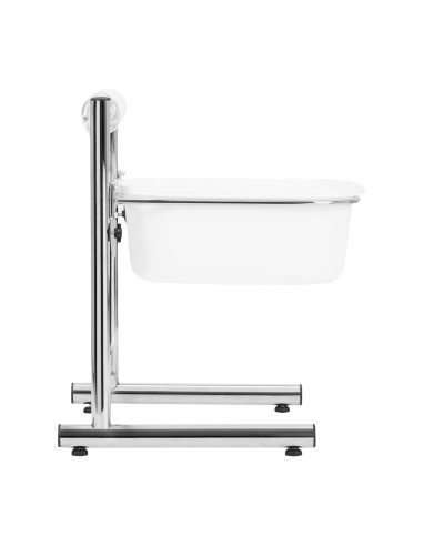 Pedicure tray with adjustable height, chrome