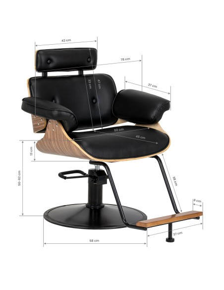 Styling chair Gabbiano Florencja in black and walnut with a black base