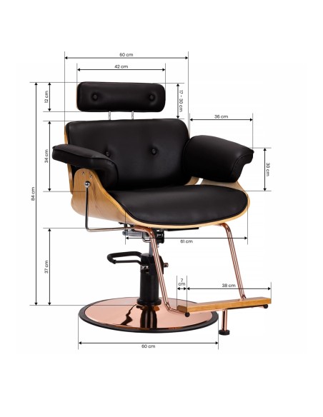 Styling chair Gabbiano Florencja with adjustable headrest in black