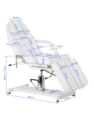 Hydraulic pedicure beauty chair Sillon 210 with rocking function and split footrest white
