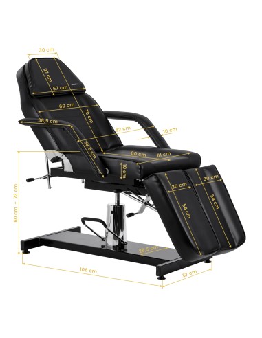 Hydraulic pedicure beauty chair Sillon 210 with rocking function and split footrest black