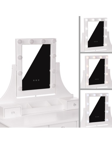 Monica White LED Dressing Table | Bella Furniture Ireland