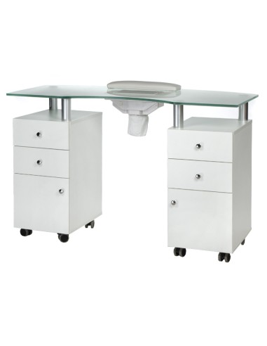 BD-3453+P White Manicure Table with Dust Collector | Bella Furniture Ireland