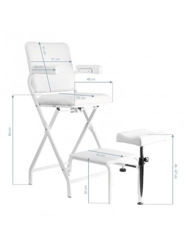 FOLDING COSMETIC CHAIR P611 PEDI WHITE