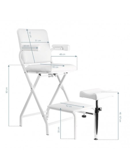 FOLDING COSMETIC CHAIR P611 PEDI WHITE