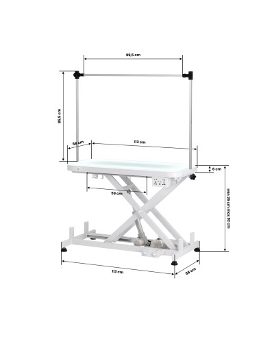 Electric grooming table PAW 3 with lighting, white