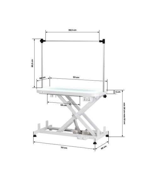 Electric grooming table PAW 3 with lighting, white