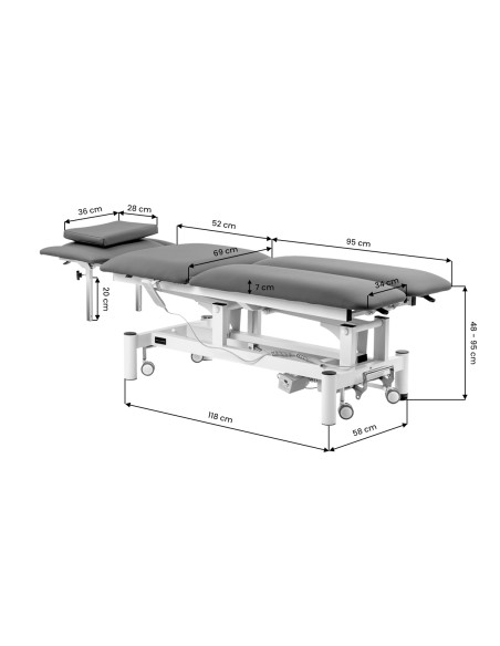 Electric Rehabilitation Table for Massage and Physiotherapy Balance Eso Pro grey
