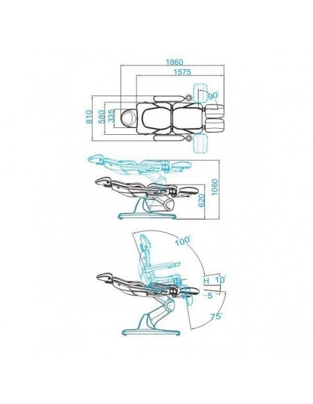 COSMETIC ELECTRIC CHAIR. AZZURRO 870S PEDI 3 MOTOR CAPPUCCINO